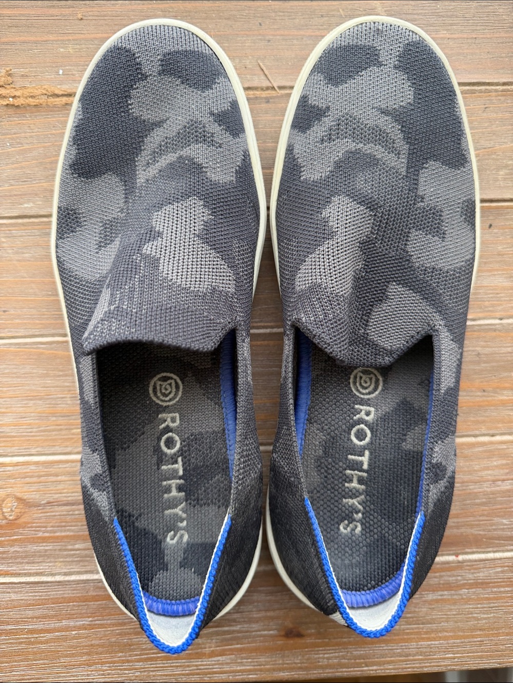 Rothy's Women's Slip-On Camo Knit Flats in Charcoal/Gray